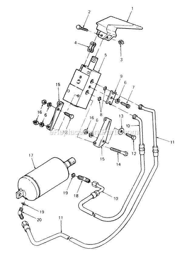 Hydraulic Lift/Controls Diagram and Parts List for 2084 836000-864500 Cub Cadet Lawn Tractor